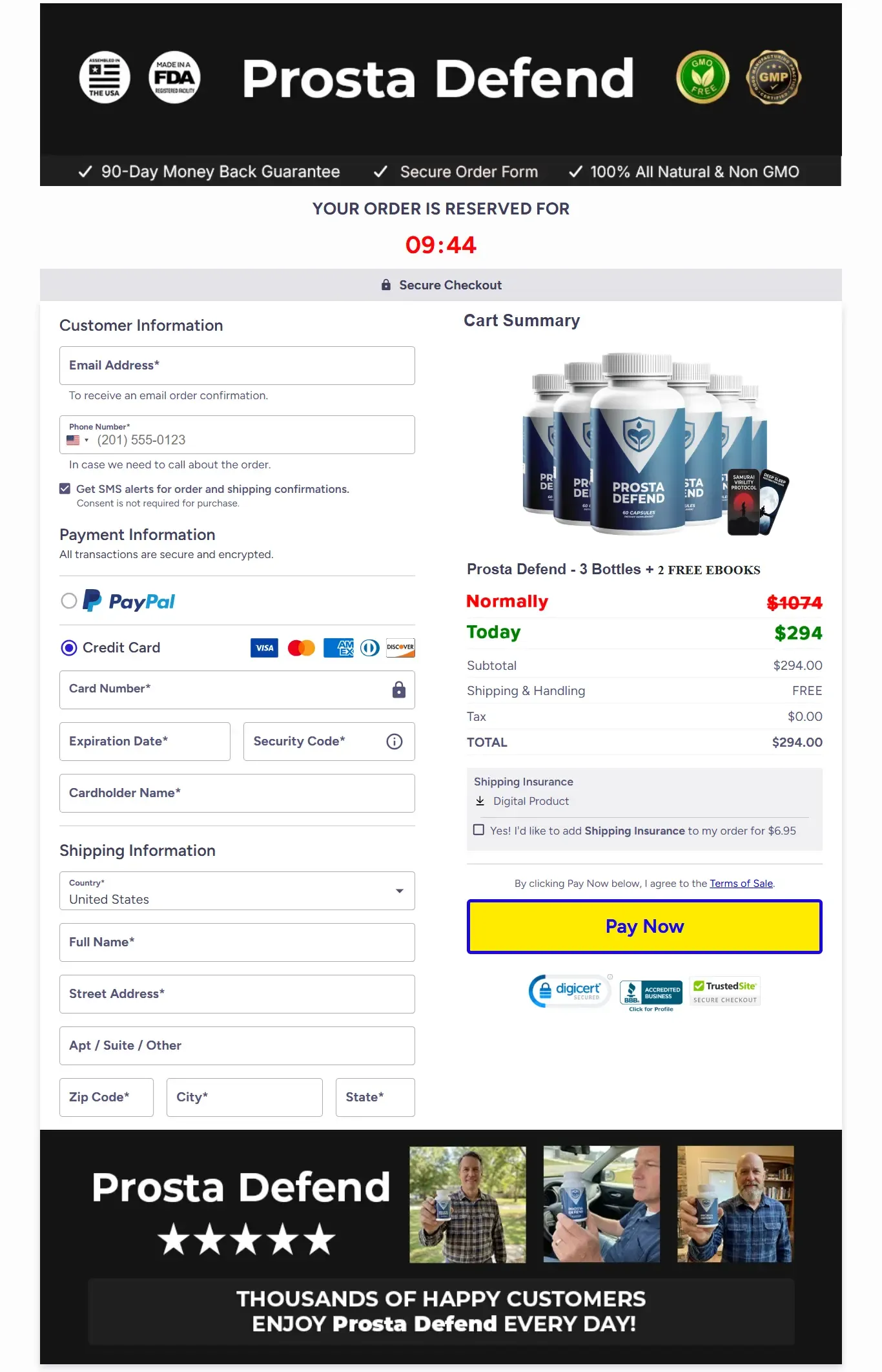 Prosta Defend order form